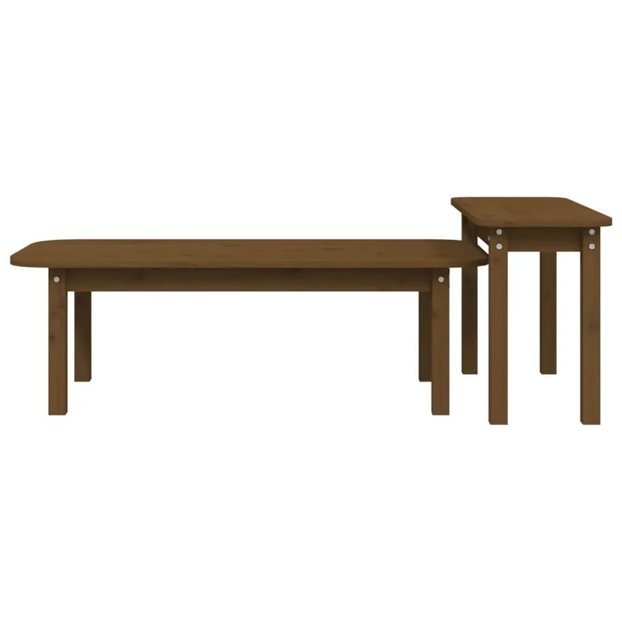 Ensemble de tables basses 2 pcs Marron miel Bois massif de pin - 6