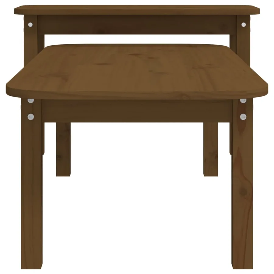 Ensemble de tables basses 2 pcs Marron miel Bois massif de pin - 7
