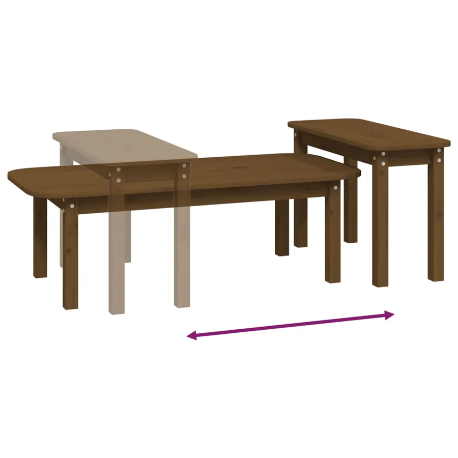Ensemble de tables basses 2 pcs Marron miel Bois massif de pin - 8