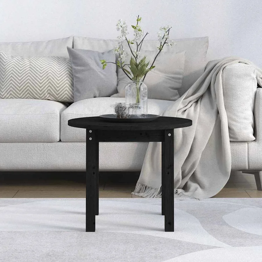 Table basse Noir Ø 55x45 cm Bois massif de pin - 3