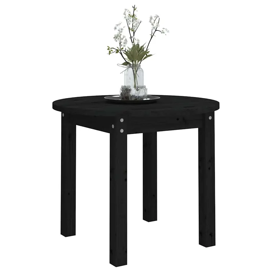 Table basse Noir Ø 55x45 cm Bois massif de pin - 4