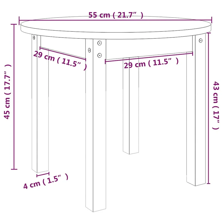 Table basse Noir Ø 55x45 cm Bois massif de pin - 8