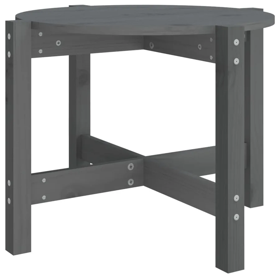 Table basse Gris Ø 62,5x45 cm Bois massif de pin - 2