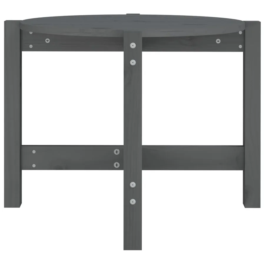 Table basse Gris Ø 62,5x45 cm Bois massif de pin - 5