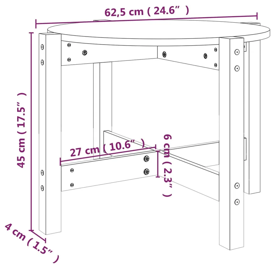 Table basse Gris Ø 62,5x45 cm Bois massif de pin - 8