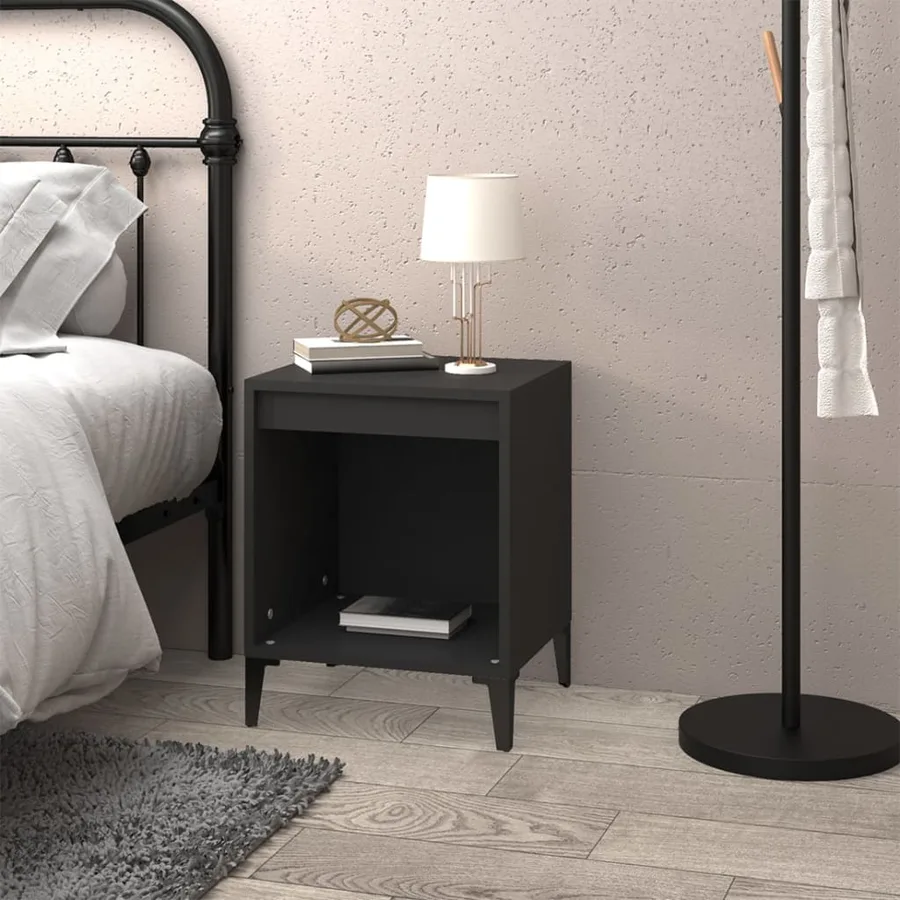 Table de chevet Noir 40x35x50 cm - 3