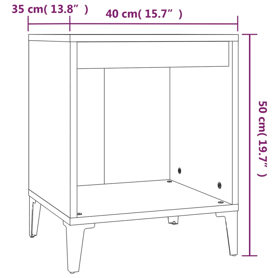 Table de chevet Noir 40x35x50 cm - 8