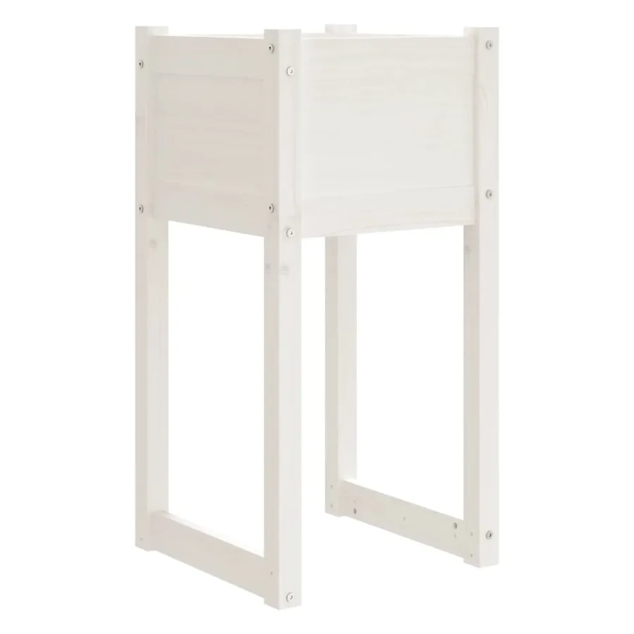 Jardinière Blanc 40x40x81 cm Bois massif de pin - 2