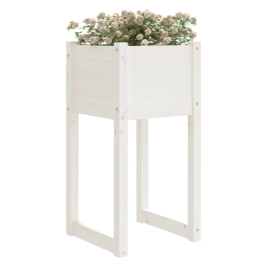 Jardinière Blanc 40x40x81 cm Bois massif de pin - 3