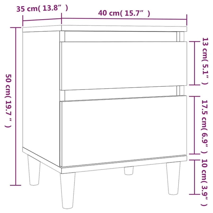 Table de chevet Gris béton 40x35x50 cm - 10