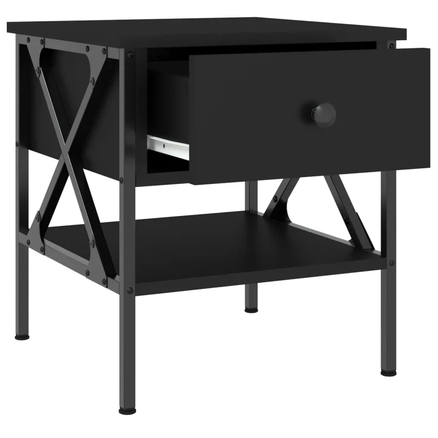 Table de chevet noir 40x42x45 cm bois d’ingénierie - 6