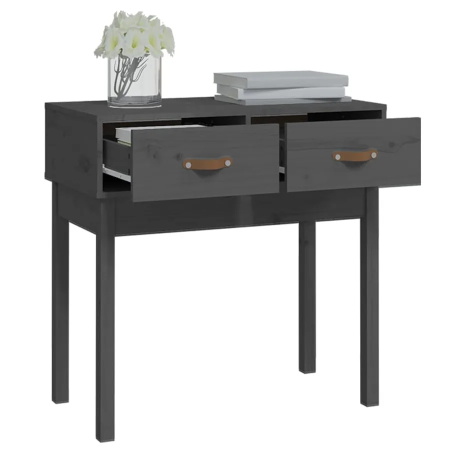 Table console Gris 76,5x40x75 cm Bois massif de pin - 7