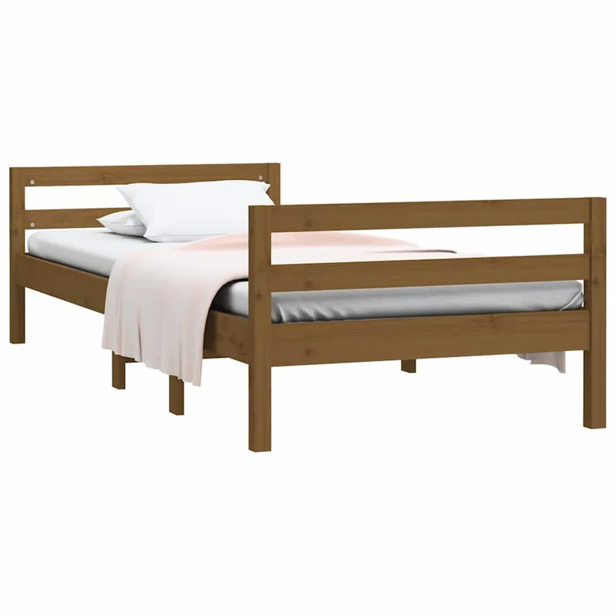 Cadre de lit sans matelas marron miel 75x190 cm bois pin massif - 3