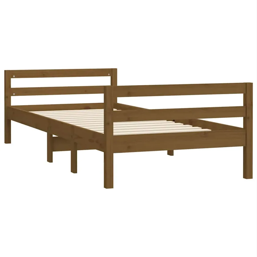 Cadre de lit sans matelas marron miel 75x190 cm bois pin massif - 4