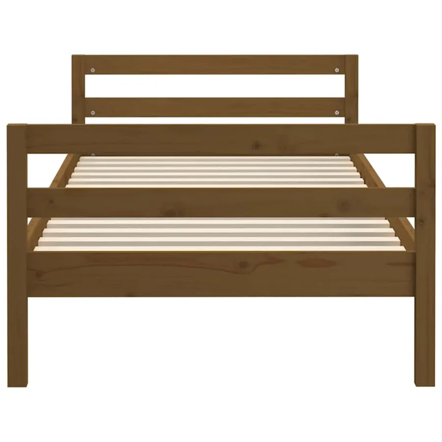 Cadre de lit sans matelas marron miel 75x190 cm bois pin massif - 5
