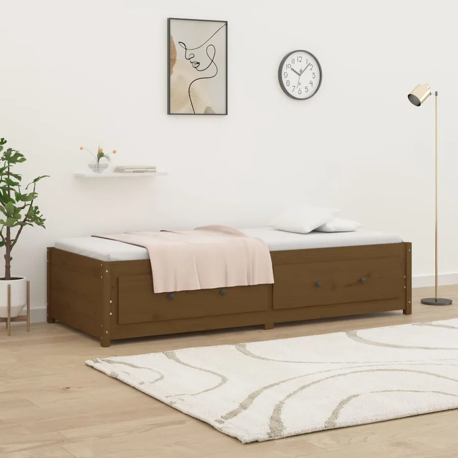 Lit de jour sans matelas marron miel 90x200 cm bois pin massif - 4