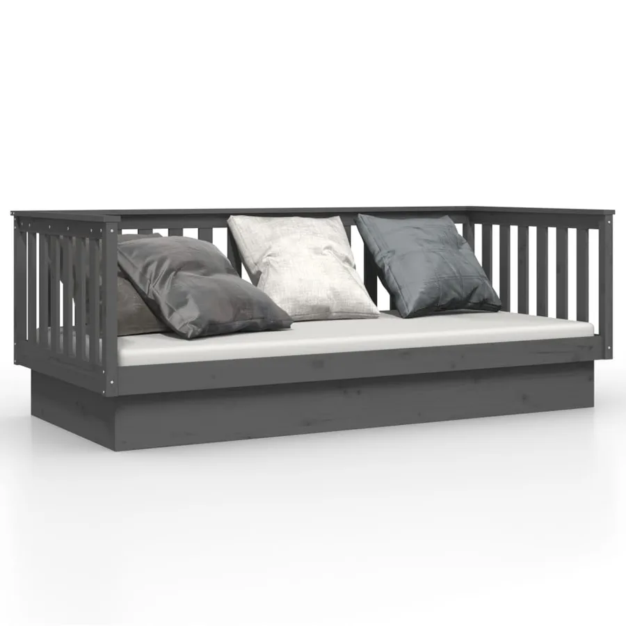 Lit de jour sans matelas gris 100x200 cm bois de pin massif - 2
