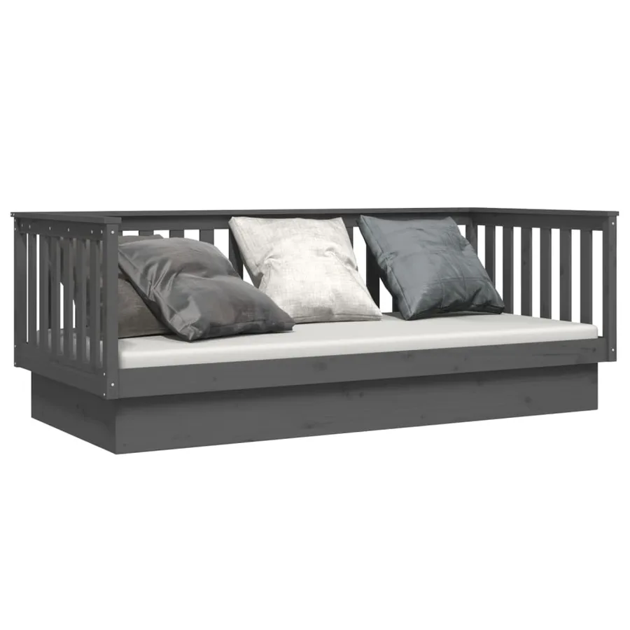 Lit de jour sans matelas gris 100x200 cm bois de pin massif - 3