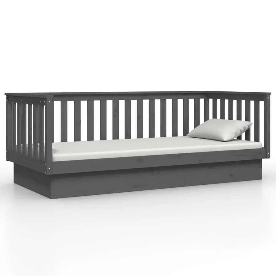 Lit de jour sans matelas gris 100x200 cm bois de pin massif - 5
