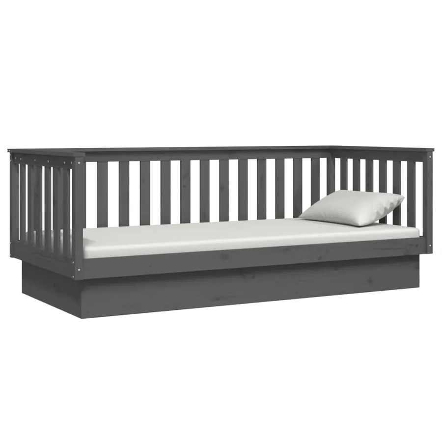 Lit de jour sans matelas gris 100x200 cm bois de pin massif - 6
