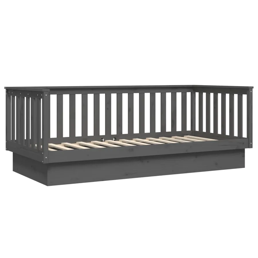 Lit de jour sans matelas gris 100x200 cm bois de pin massif - 7
