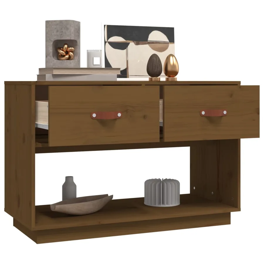 Meuble TV Marron miel 90x40x60 cm Bois de pin massif - 5
