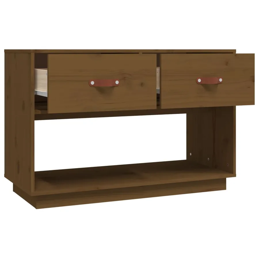 Meuble TV Marron miel 90x40x60 cm Bois de pin massif - 8