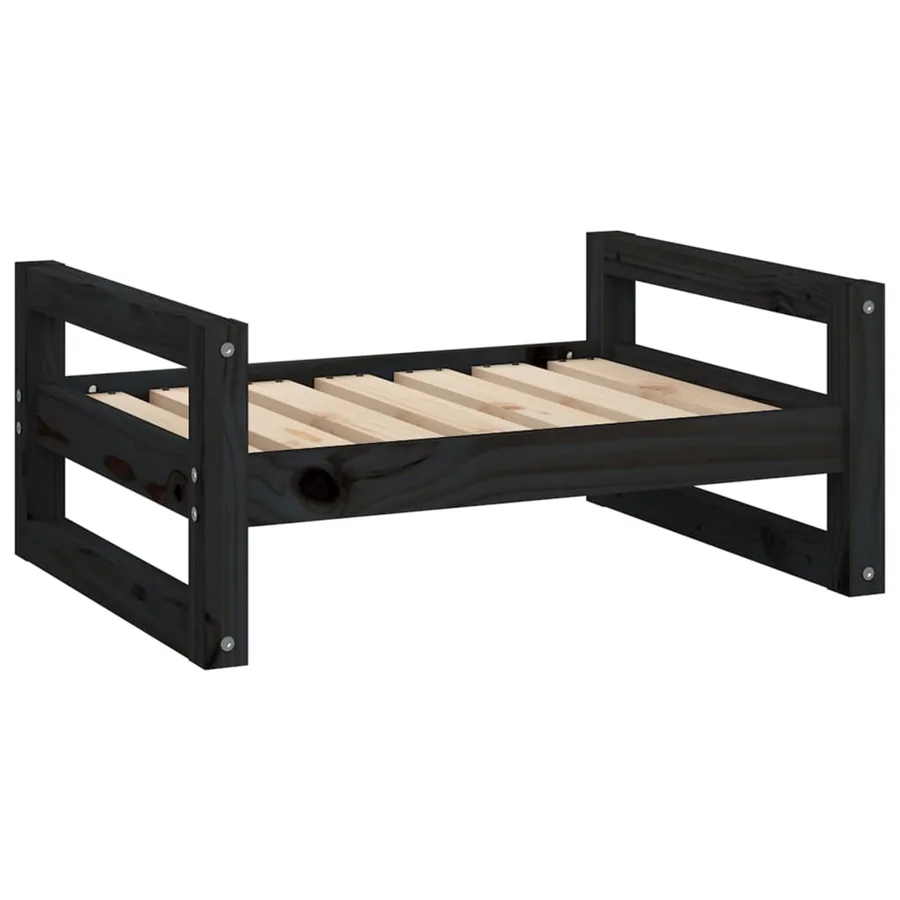 Lit pour chien Noir 65,5x50,5x28 cm Bois de pin solide - 2