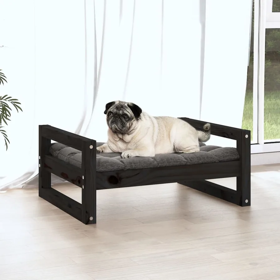 Lit pour chien Noir 65,5x50,5x28 cm Bois de pin solide - 3