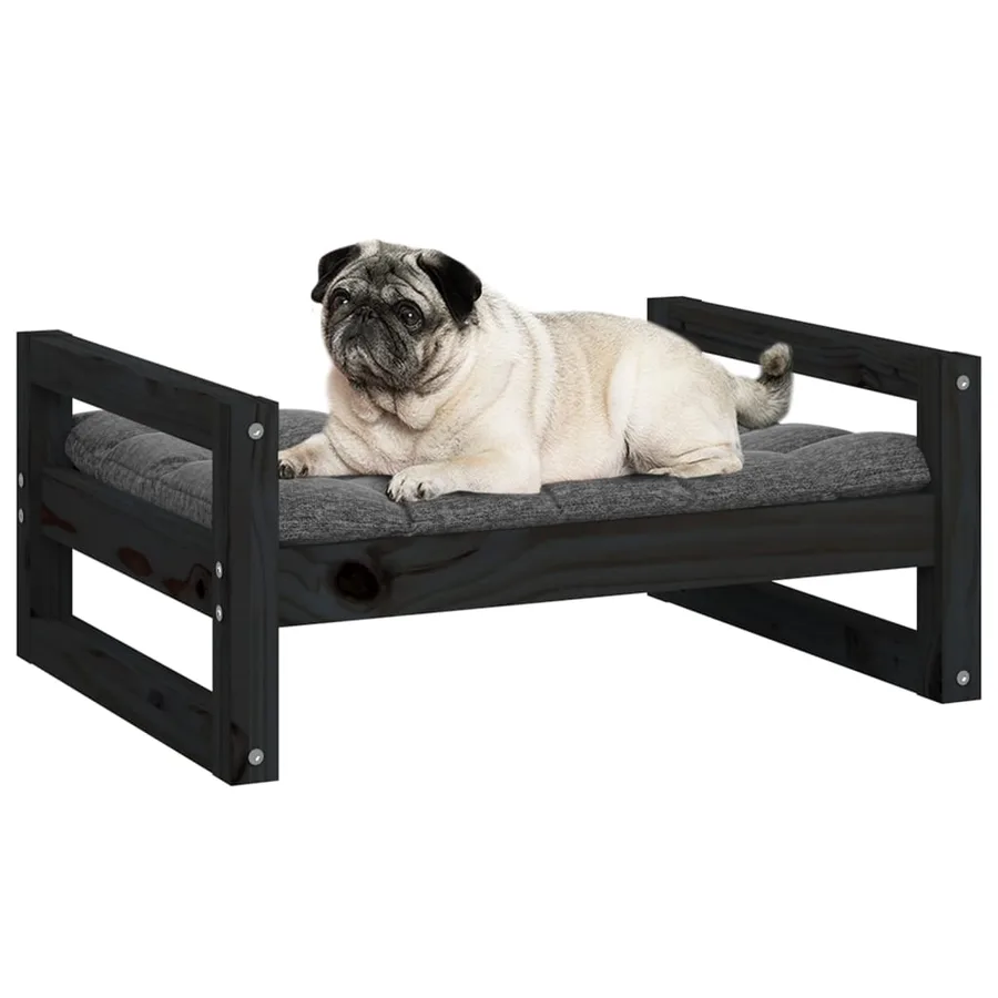 Lit pour chien Noir 65,5x50,5x28 cm Bois de pin solide - 4