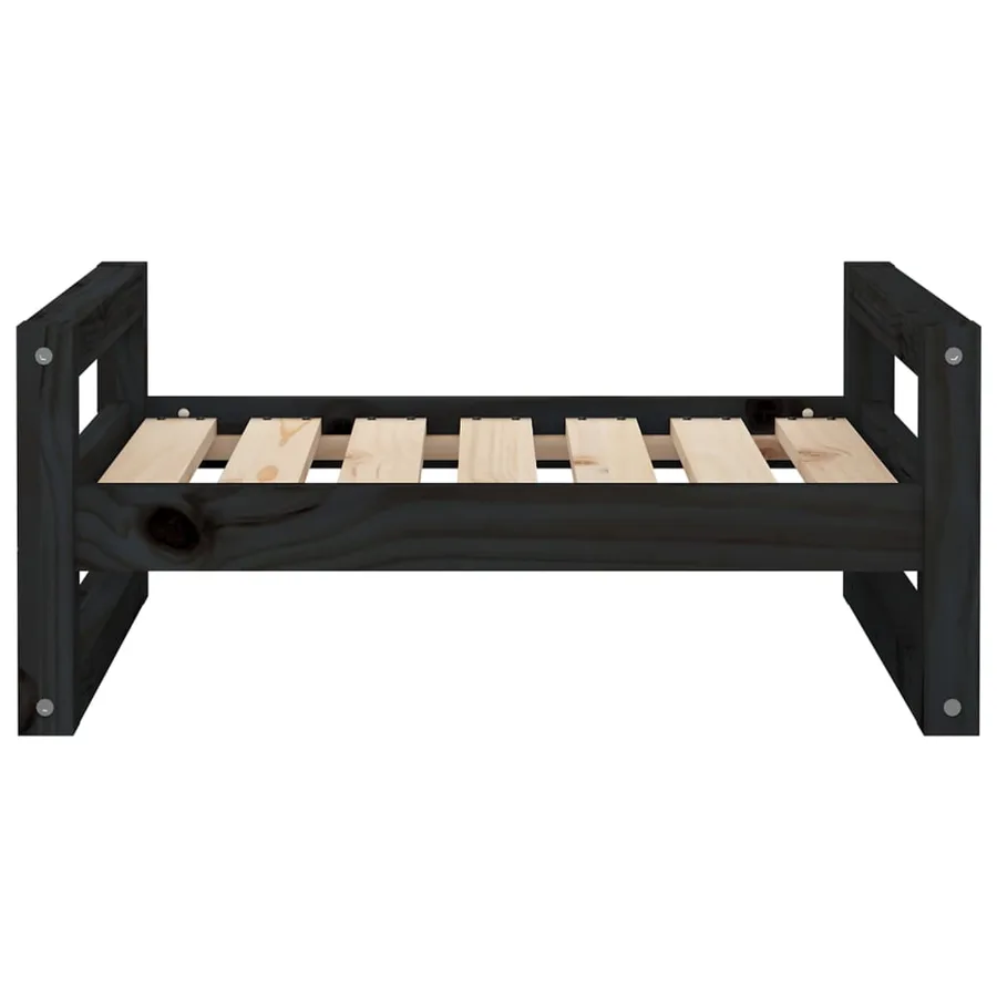 Lit pour chien Noir 65,5x50,5x28 cm Bois de pin solide - 5