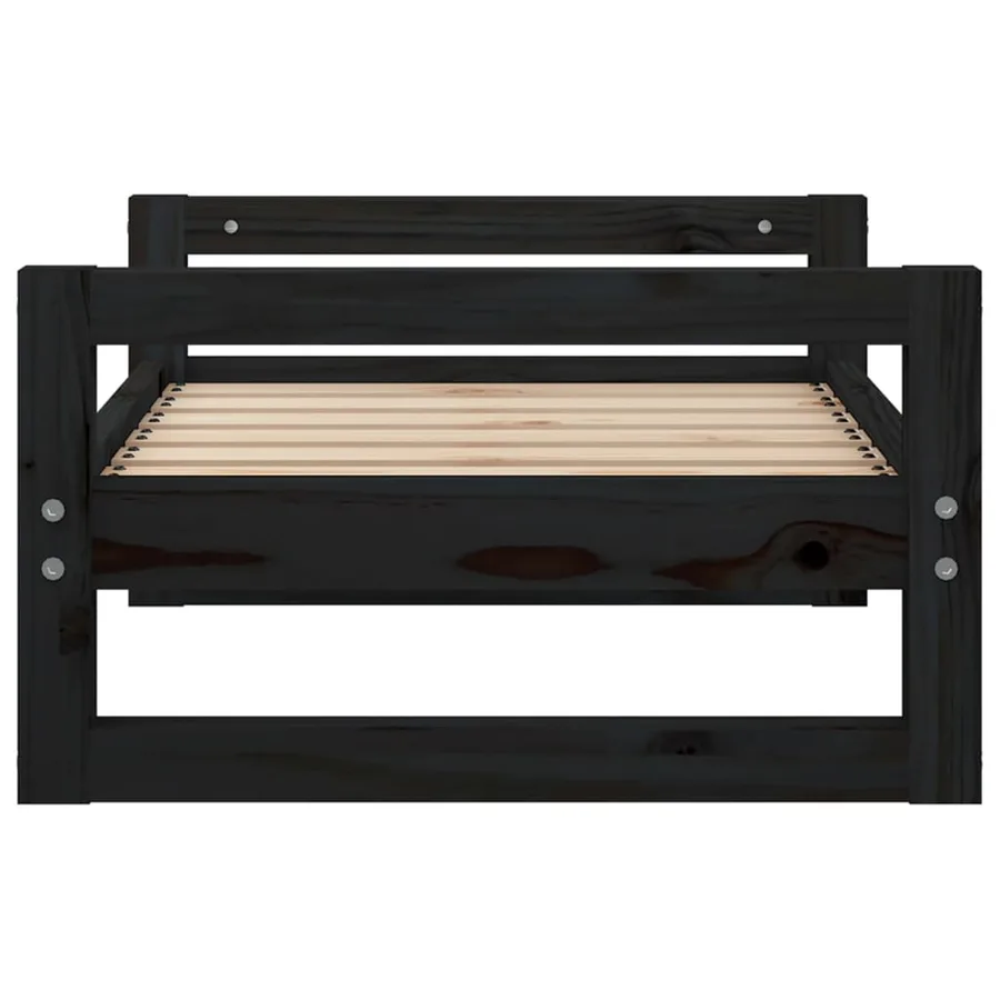 Lit pour chien Noir 65,5x50,5x28 cm Bois de pin solide - 6