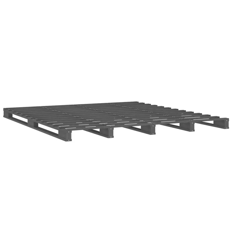 Lit de palette sans matelas gris bois massif - 4