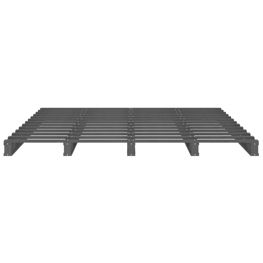 Lit de palette sans matelas gris bois massif - 5