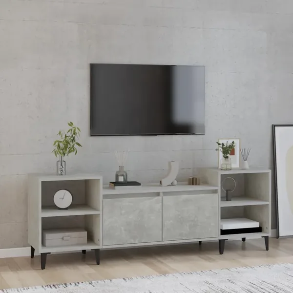Meuble TV Gris béton 160x35x55 cm Bois d'ingénierie