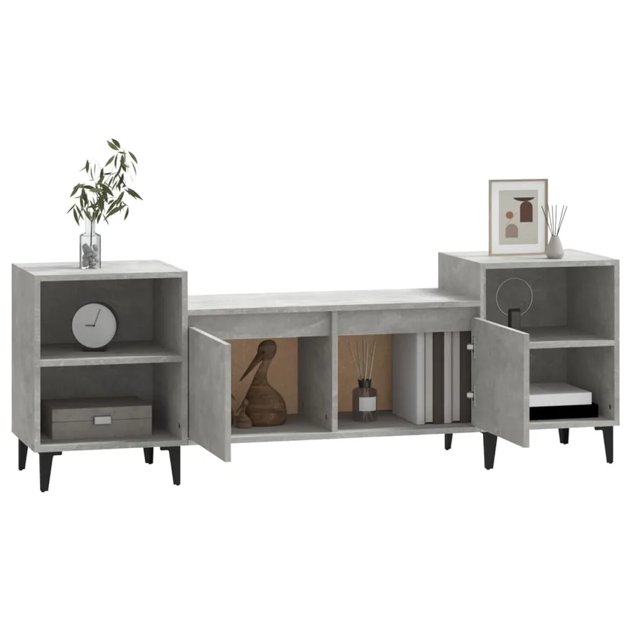 Meuble TV Gris béton 160x35x55 cm Bois d'ingénierie - 4