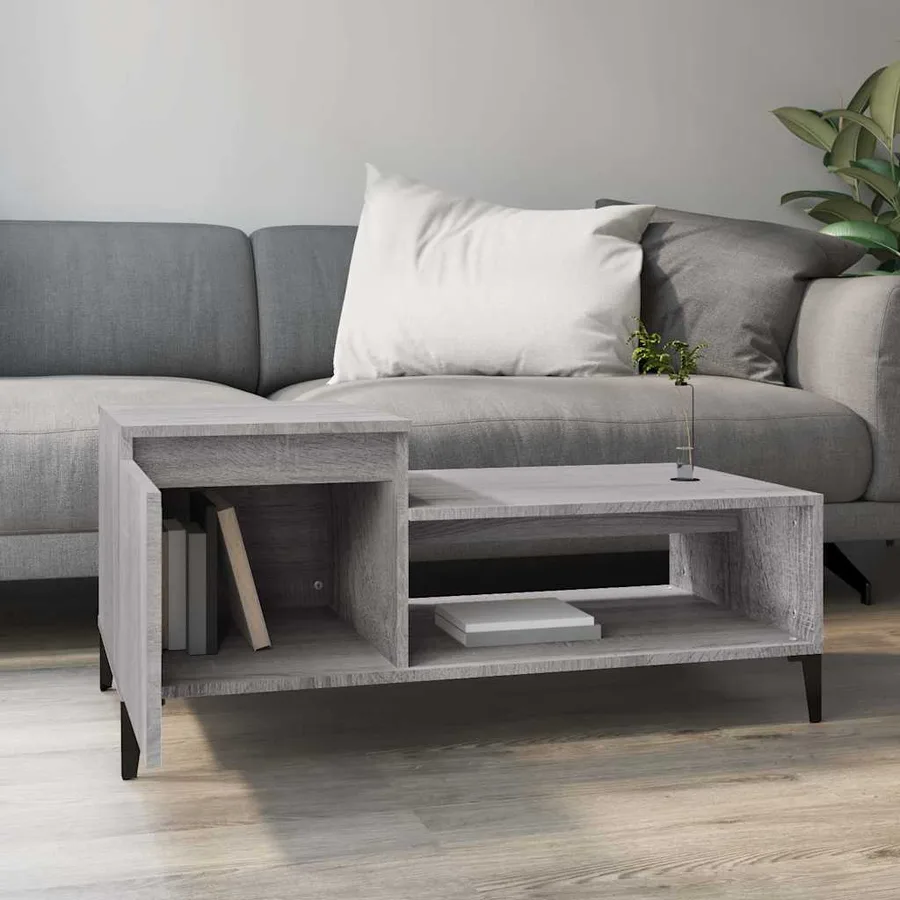 Table basse Sonoma gris 100x50x45 cm Bois d'ingénierie - 3