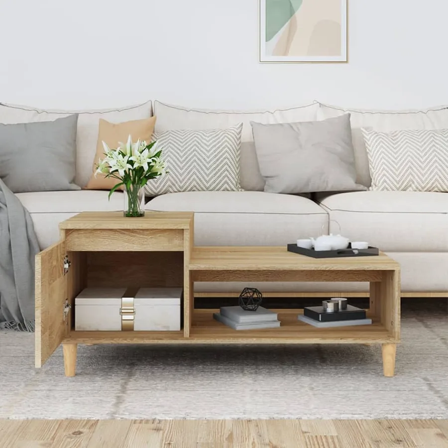 Table basse Chêne sonoma 100x50x45 cm Bois d'ingénierie - 3