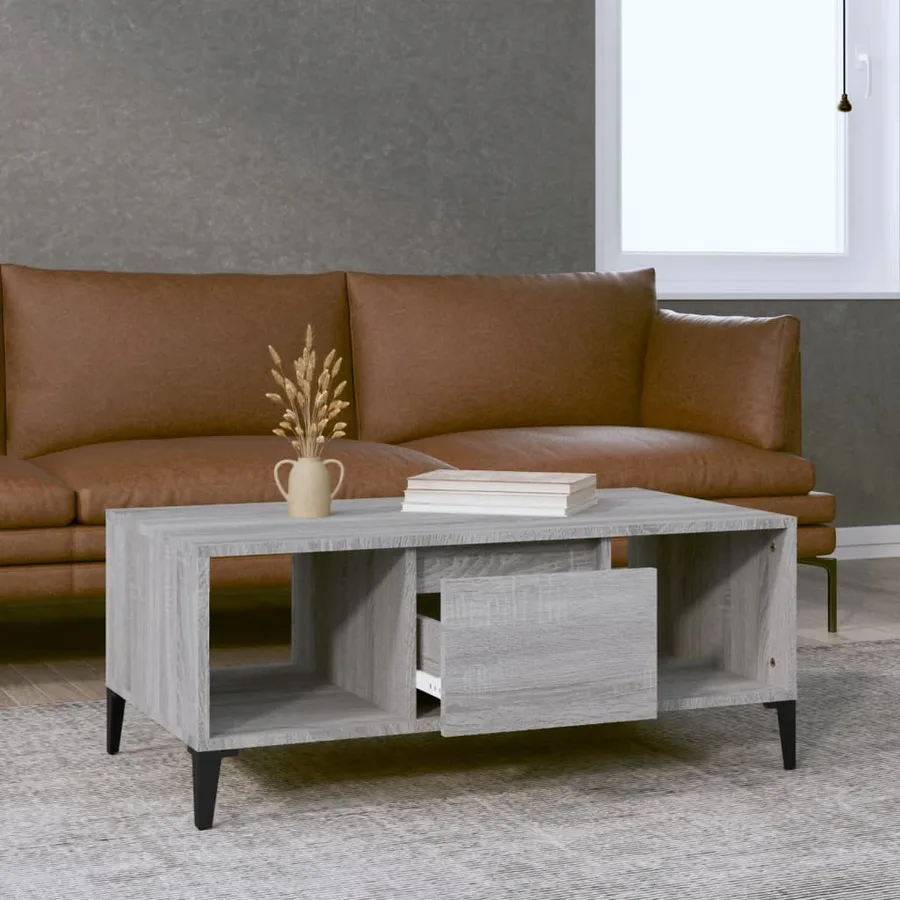 Table basse Sonoma gris 90x50x36,5 cm Bois d'ingénierie - 3