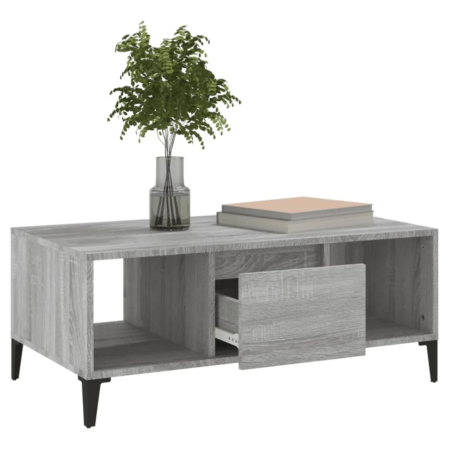 Table basse Sonoma gris 90x50x36,5 cm Bois d'ingénierie - 4