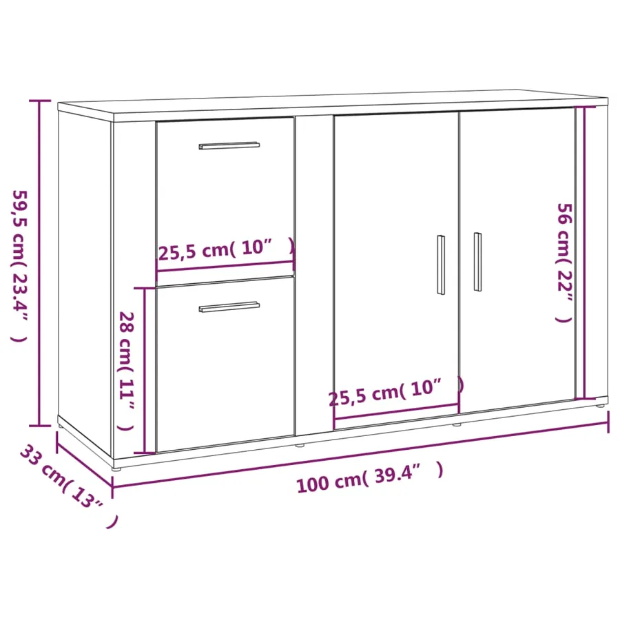 Buffet Chêne marron 100x33x59,5 cm Bois d'ingénierie - 11