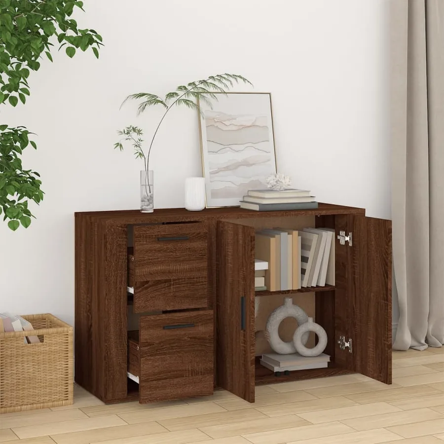 Buffet Chêne marron 100x33x59,5 cm Bois d'ingénierie - 3