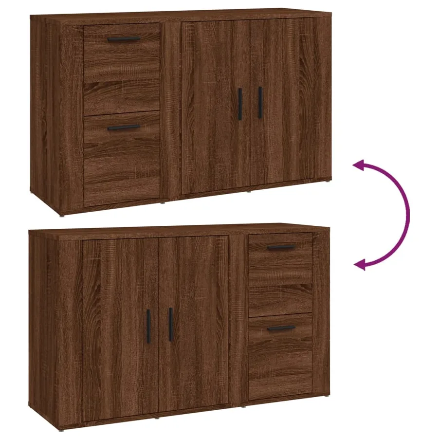 Buffet Chêne marron 100x33x59,5 cm Bois d'ingénierie - 9
