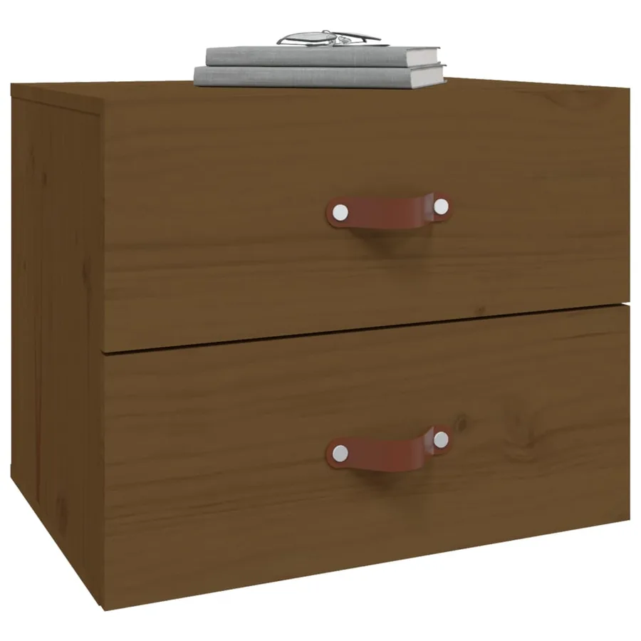 Table de chevet murale Marron miel 50x36x40 cm - 4