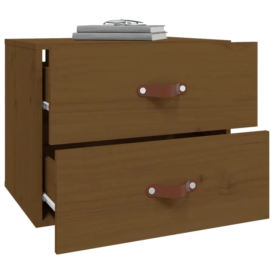 Table de chevet murale Marron miel 50x36x40 cm - 5