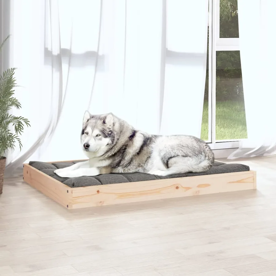 Lit pour chien 101,5x74x9 cm Bois de pin solide - 5