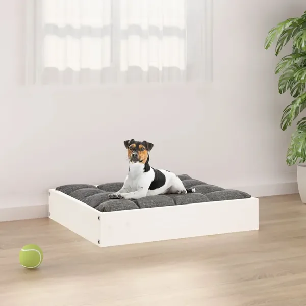 Lit pour chien Blanc 51,5x44x9 cm Bois de pin solide