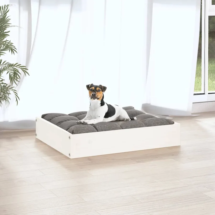 Lit pour chien Blanc 51,5x44x9 cm Bois de pin solide - 3