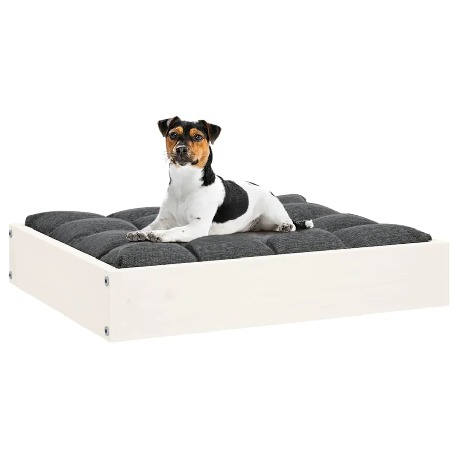 Lit pour chien Blanc 51,5x44x9 cm Bois de pin solide - 6