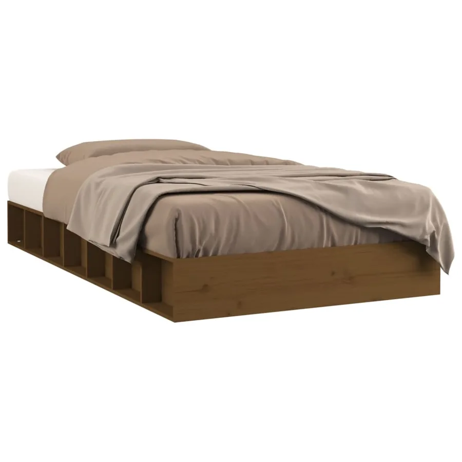 Cadre de lit sans matelas marron miel 75x190 cm bois massif - 2